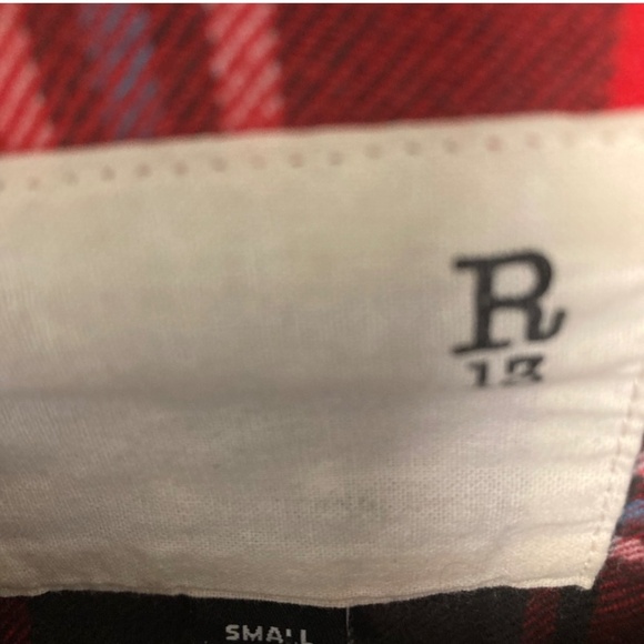 R13 plaid flannel tattered hem shirt in good used condition - Picture 3 of 9